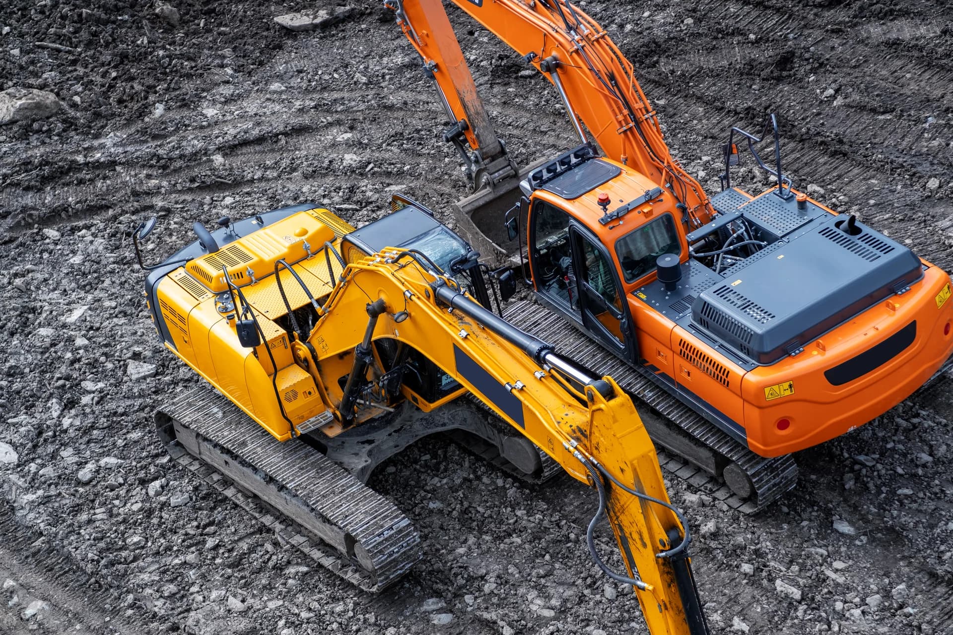 Fleet of diesel vehicles and heavy equipment at maintenance yard