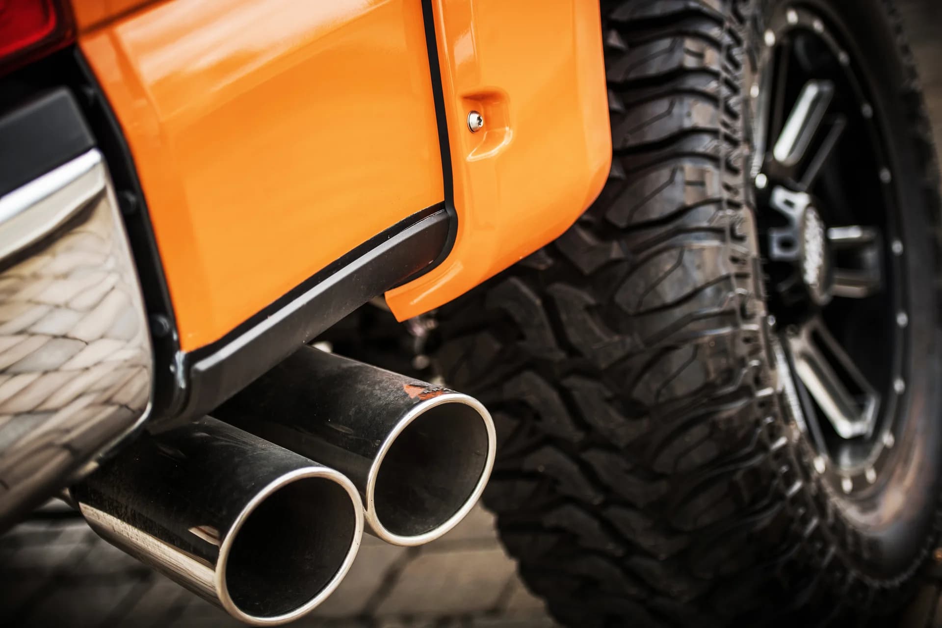 Diesel pickup truck exhaust system and emissions equipment