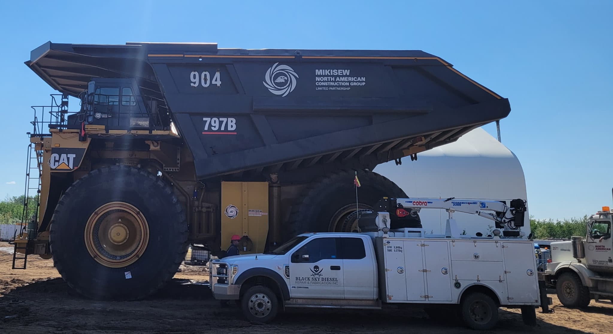 BSD service truck dispatched to a CAT 797B mining haul truck repair